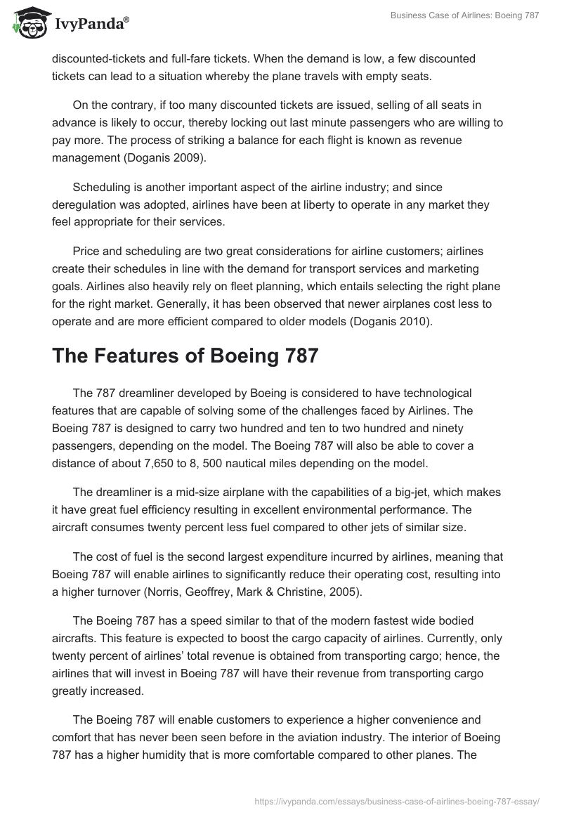 Business Case of Airlines: Boeing 787. Page 3