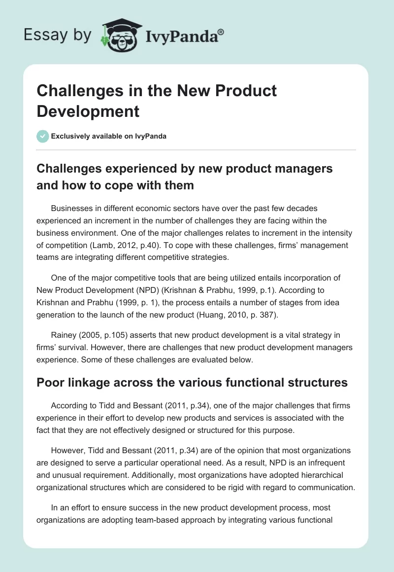 Challenges in the New Product Development. Page 1
