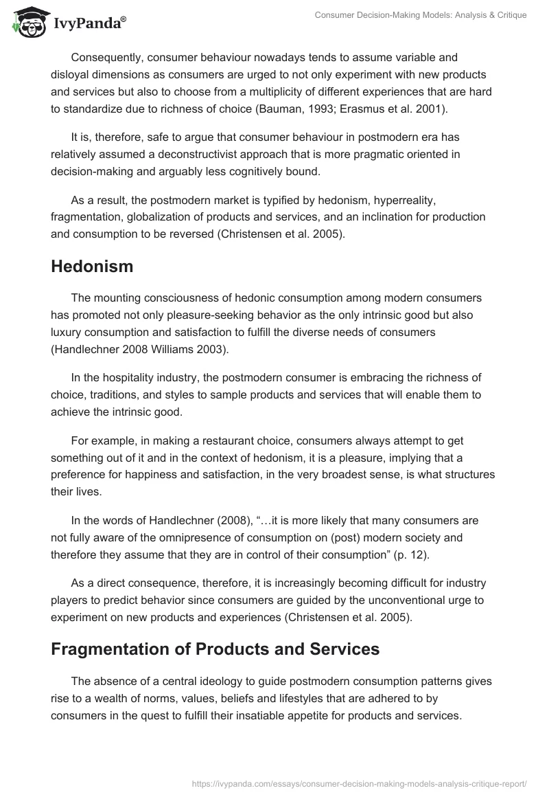 Consumer Decision-Making Models: Analysis & Critique. Page 3