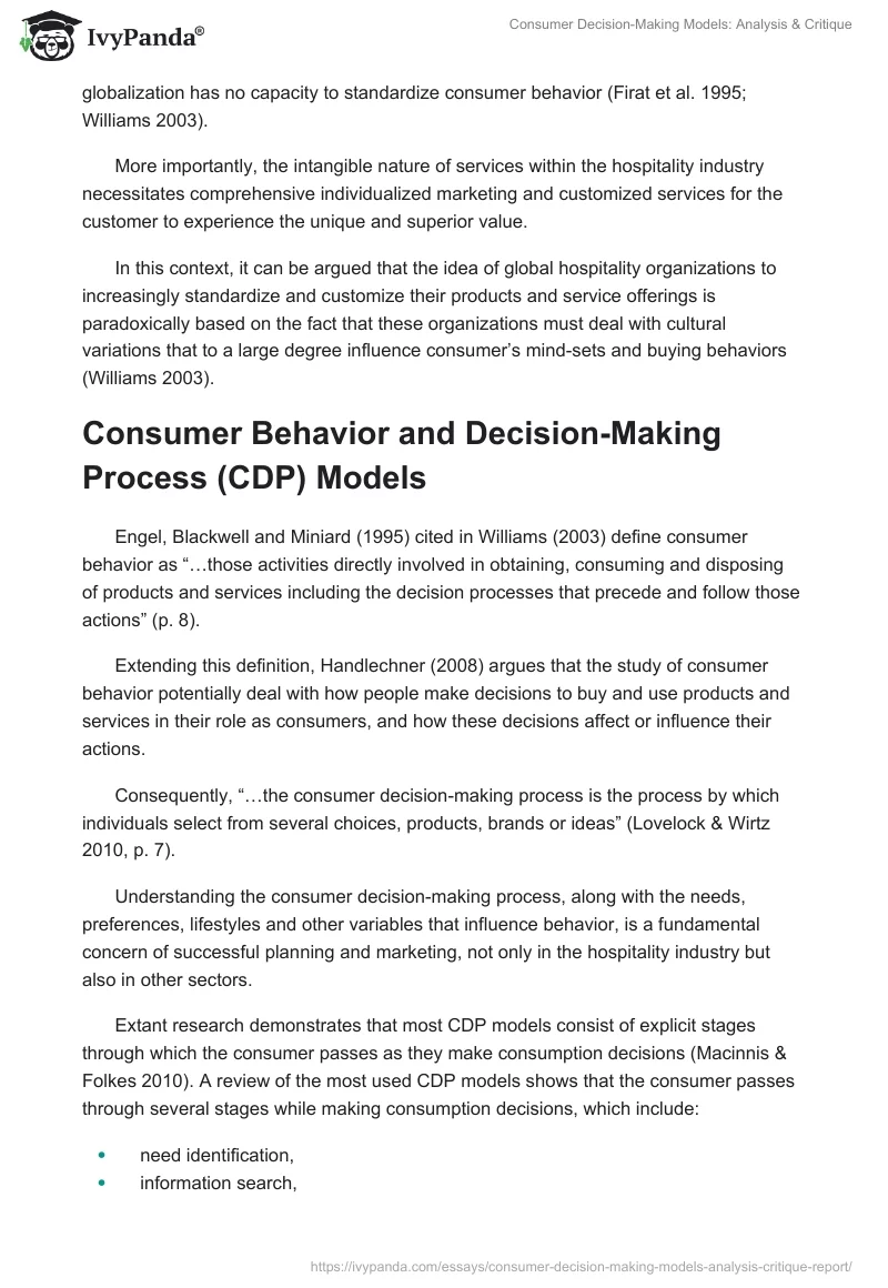 Consumer Decision-Making Models: Analysis & Critique. Page 5