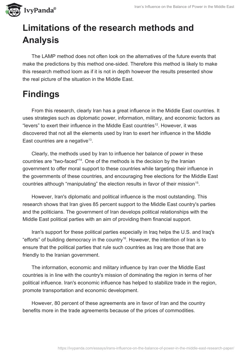 Iran’s Influence on the Balance of Power in the Middle East. Page 5