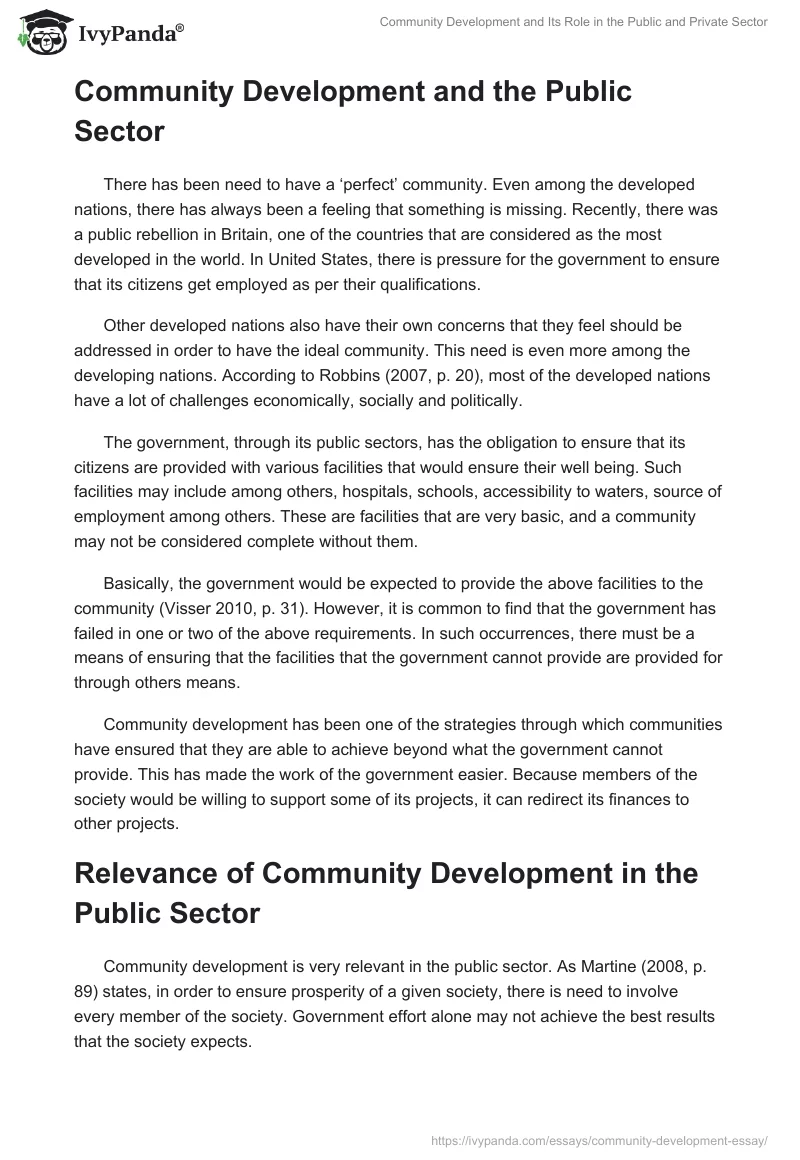 Community Development and Its Role in the Public and Private Sector. Page 4