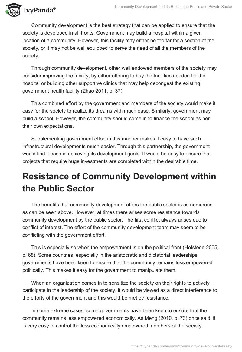 Community Development and Its Role in the Public and Private Sector. Page 5