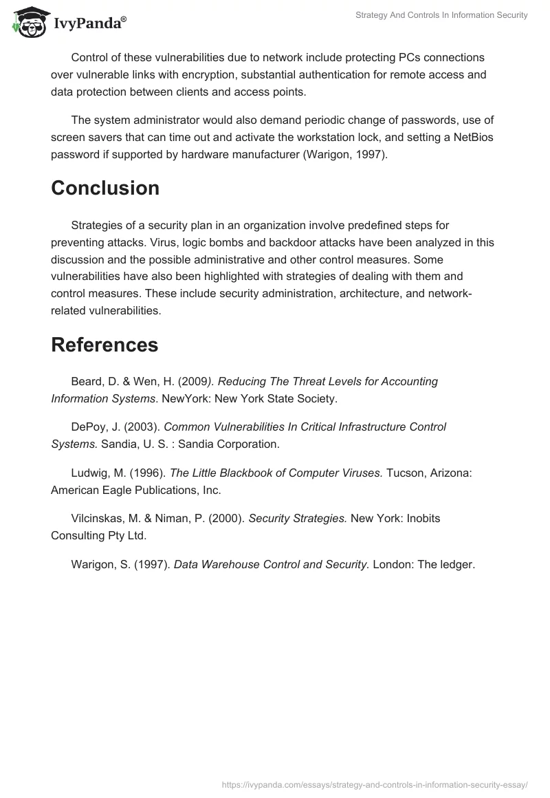 Strategy And Controls In Information Security. Page 5