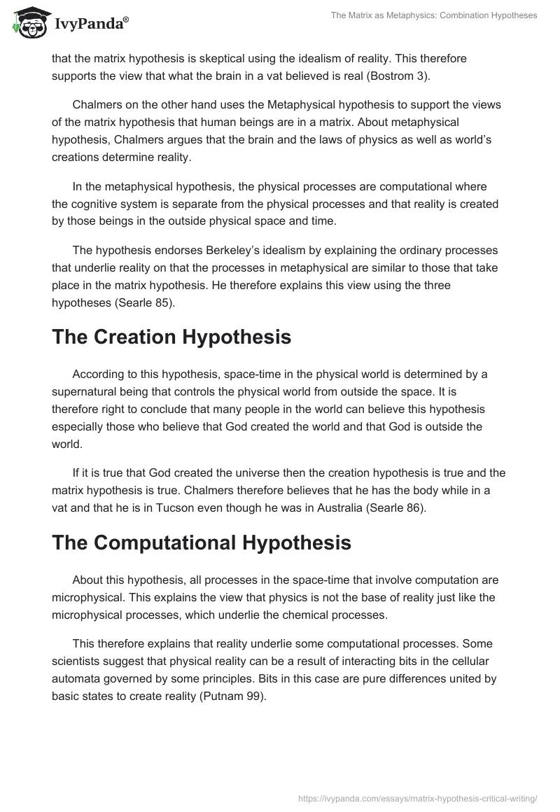 The Matrix as Metaphysics: Combination Hypotheses. Page 2