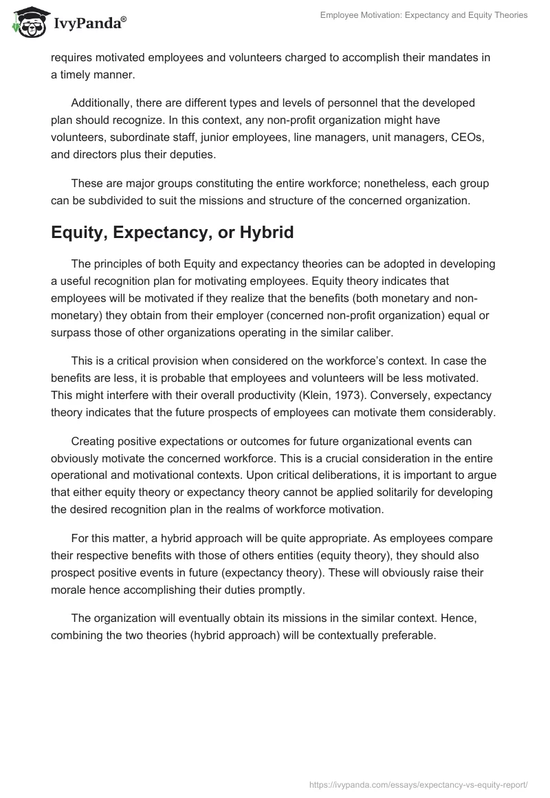 Employee Motivation: Expectancy and Equity Theories. Page 2