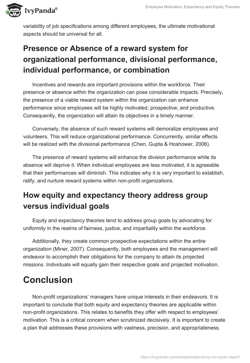 Employee Motivation: Expectancy and Equity Theories. Page 4