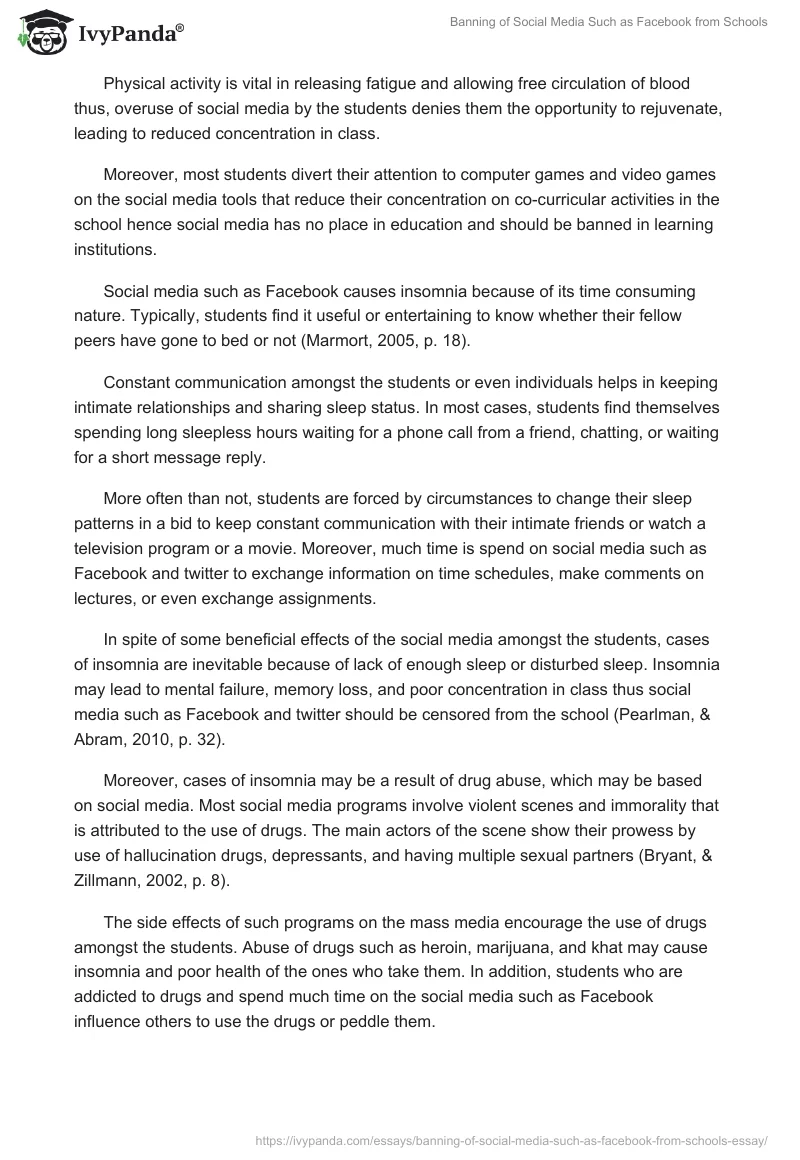 Banning of Social Media Such as Facebook from Schools. Page 3
