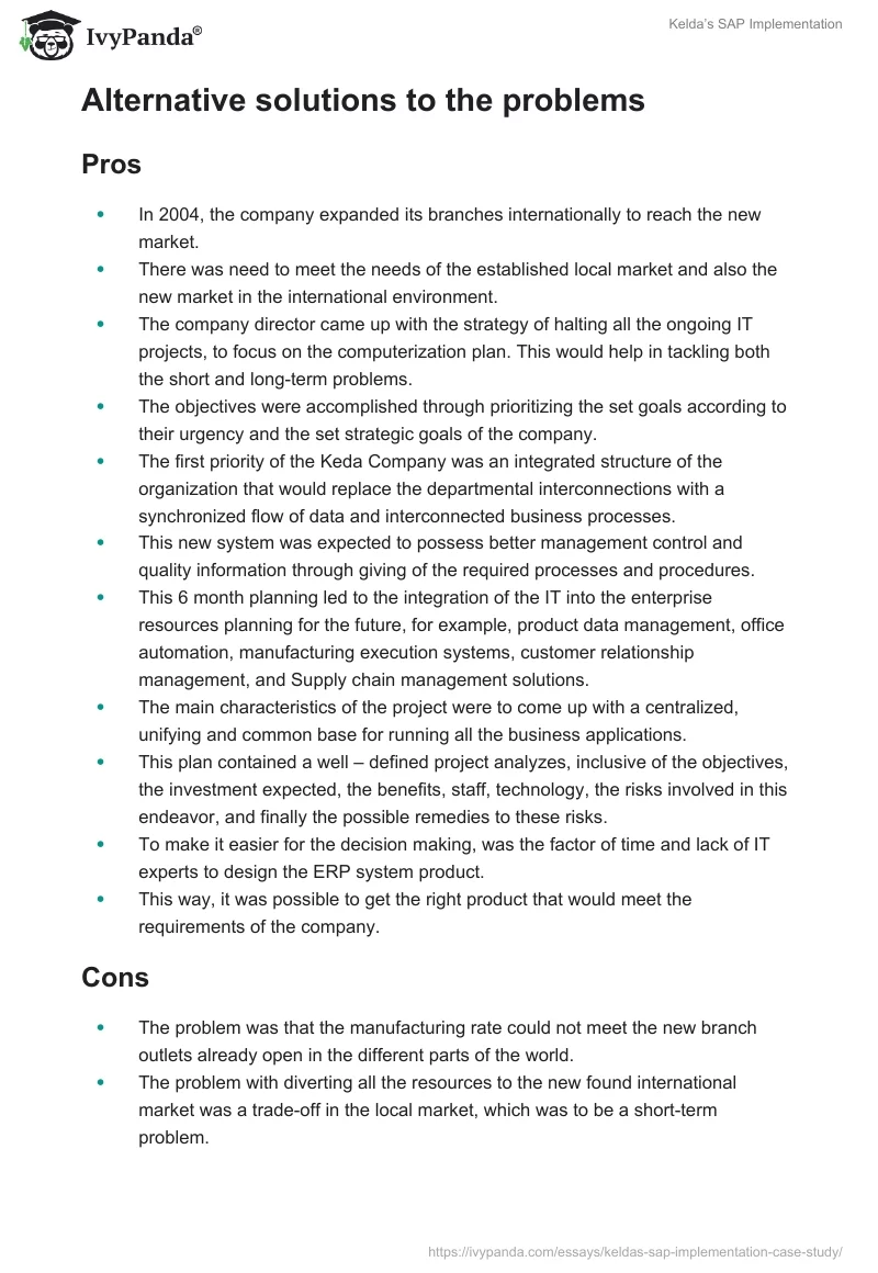 Kelda’s SAP Implementation. Page 3