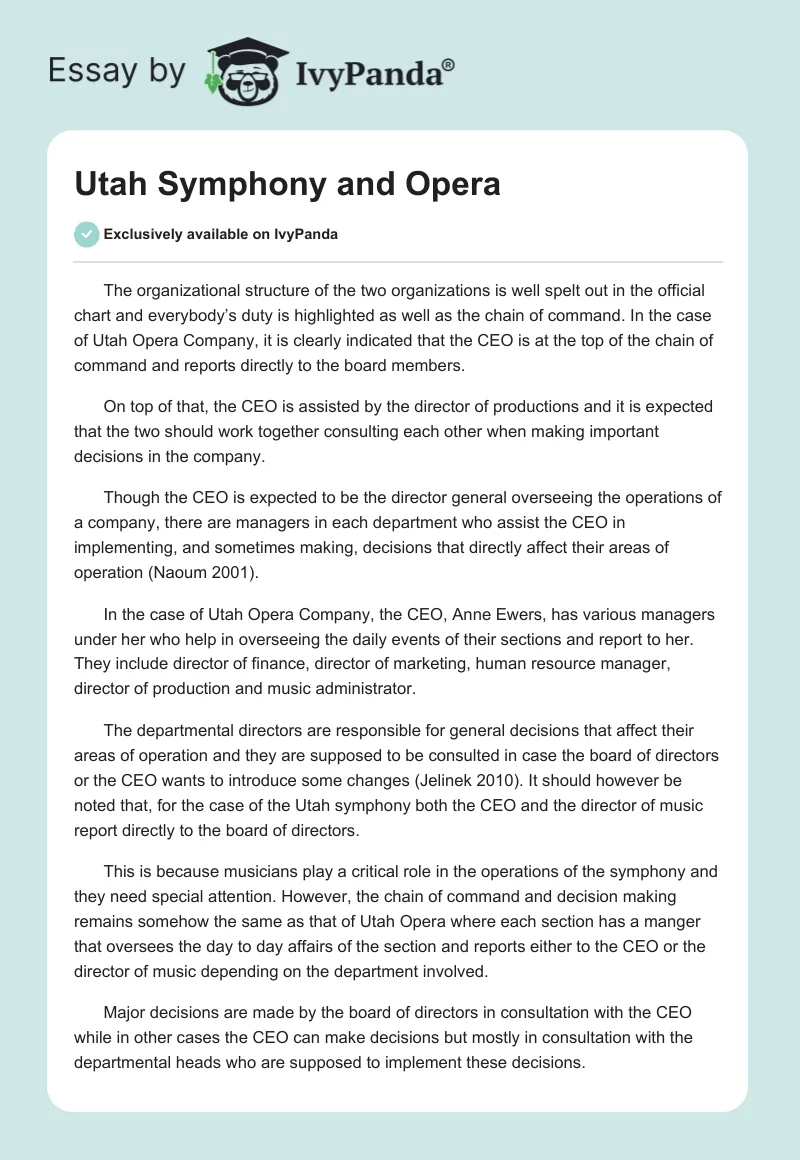Utah Symphony and Opera. Page 1