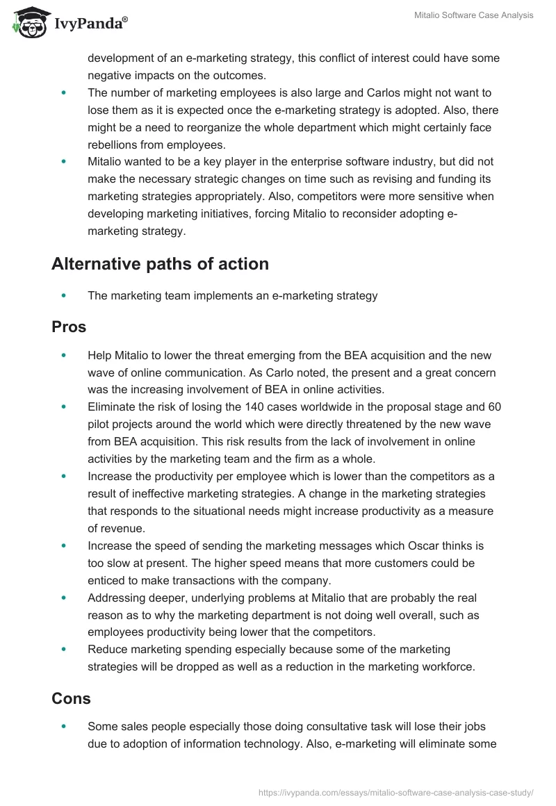 Mitalio Software Case Analysis. Page 4