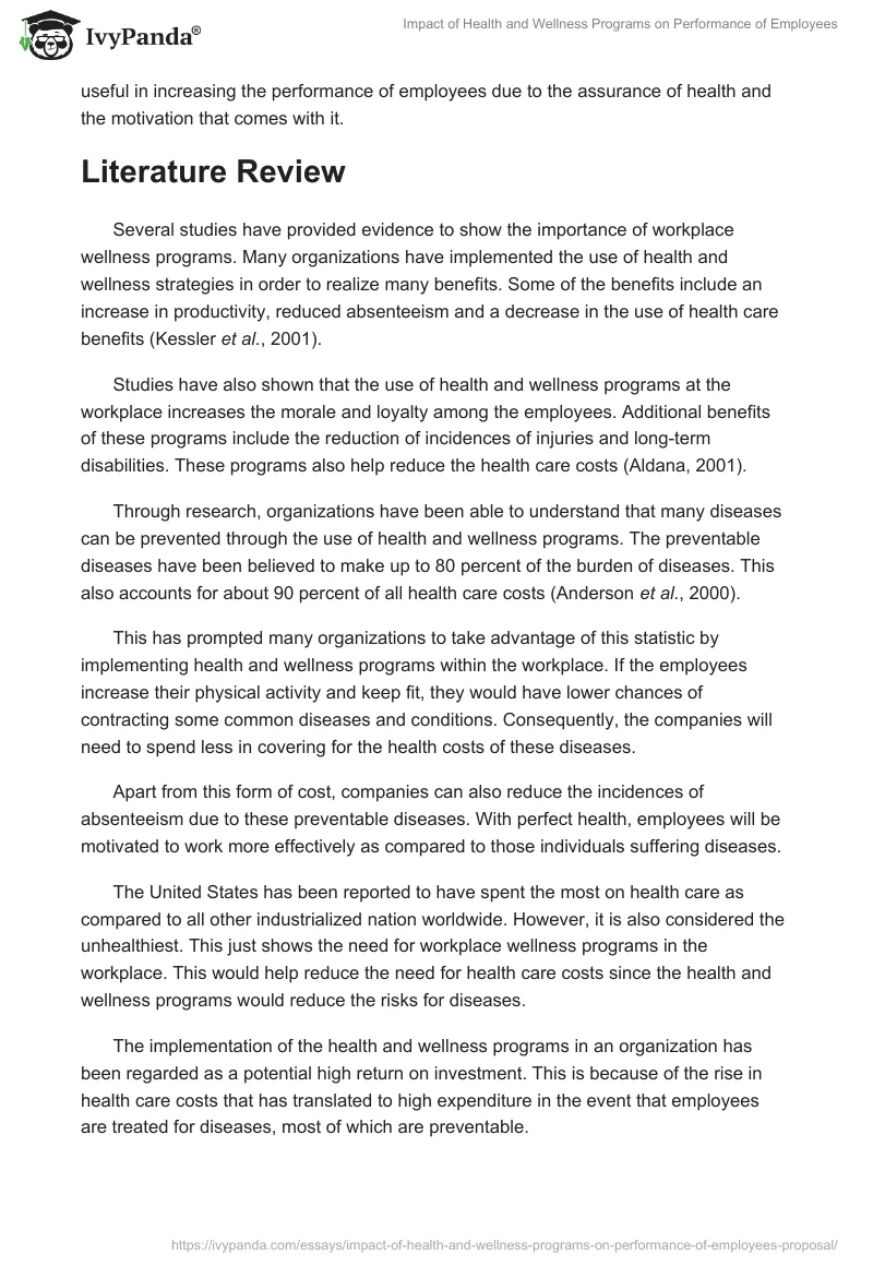 Impact of Health and Wellness Programs on Performance of Employees. Page 2