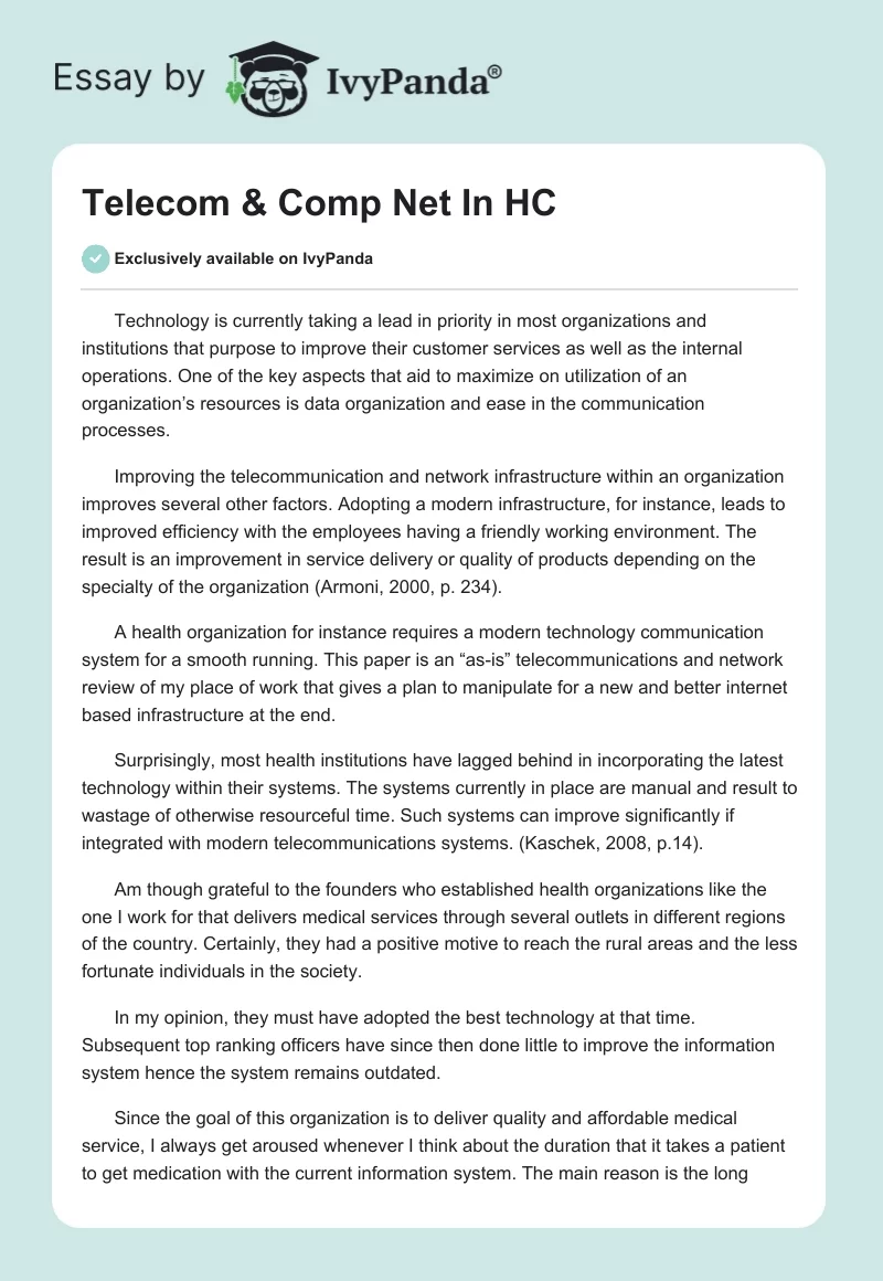 Telecom & Comp Net In HC. Page 1