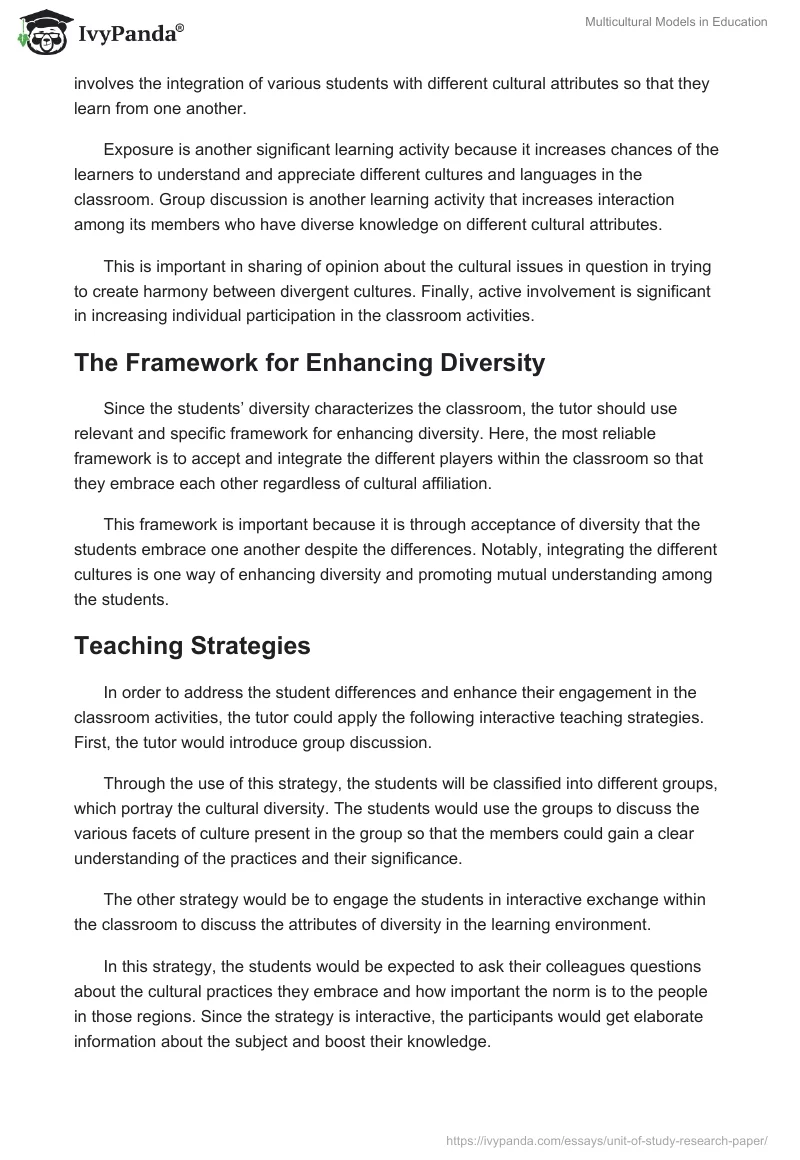 Multicultural Models in Education. Page 4