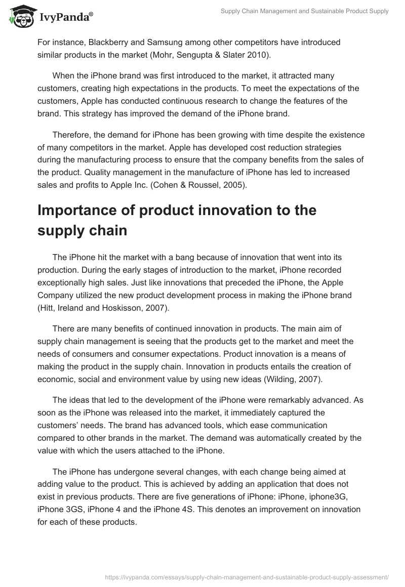 Supply Chain Management and Sustainable Product Supply. Page 2
