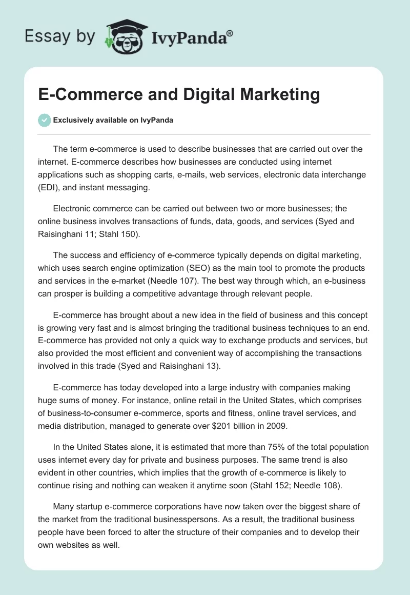 E-Commerce and Digital Marketing. Page 1