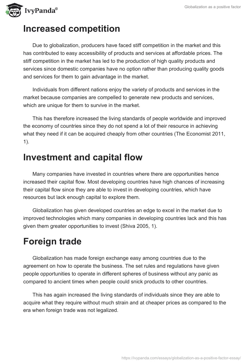 Globalization as a positive factor. Page 2
