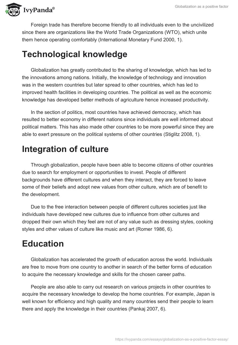 Globalization as a positive factor. Page 3
