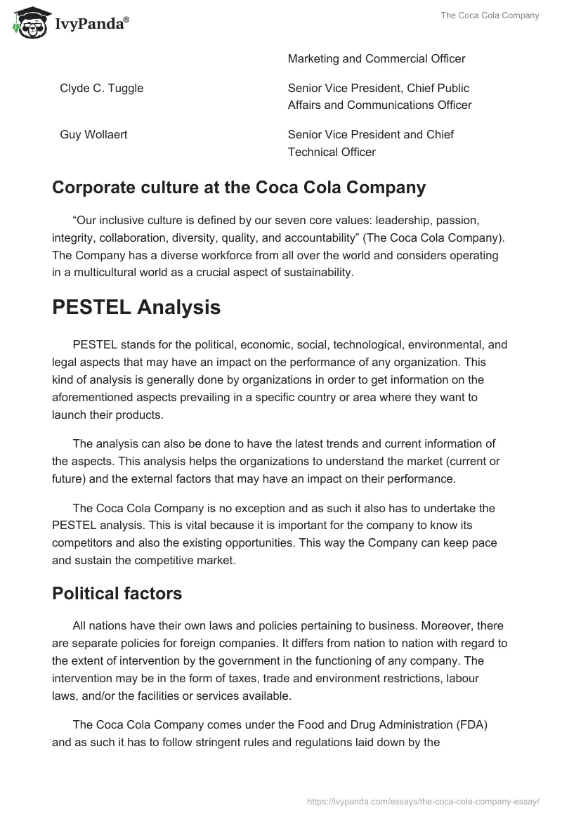 The Coca Cola Company. Page 4