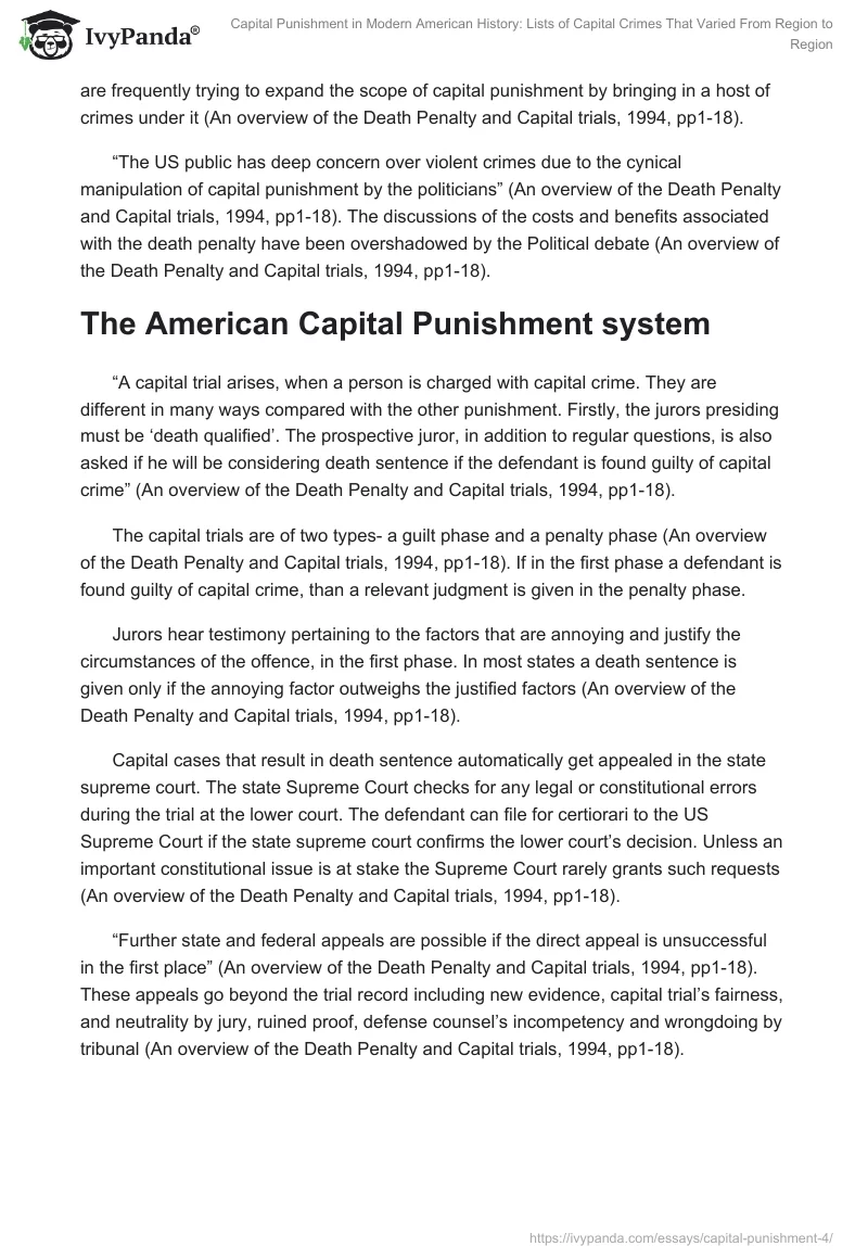 Capital Punishment in Modern American History: Lists of Capital Crimes That Varied From Region to Region. Page 3
