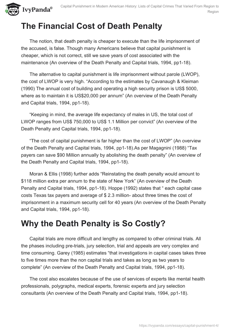 Capital Punishment in Modern American History: Lists of Capital Crimes That Varied From Region to Region. Page 4