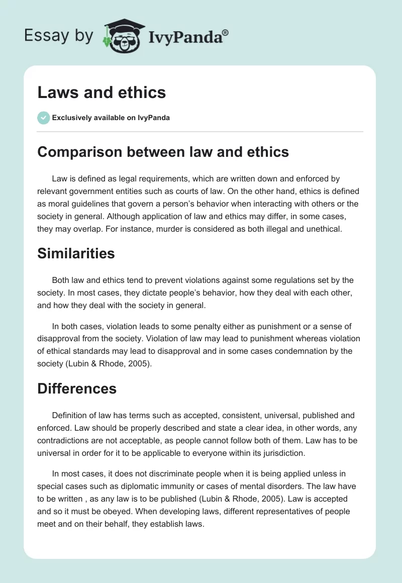 Laws and ethics. Page 1