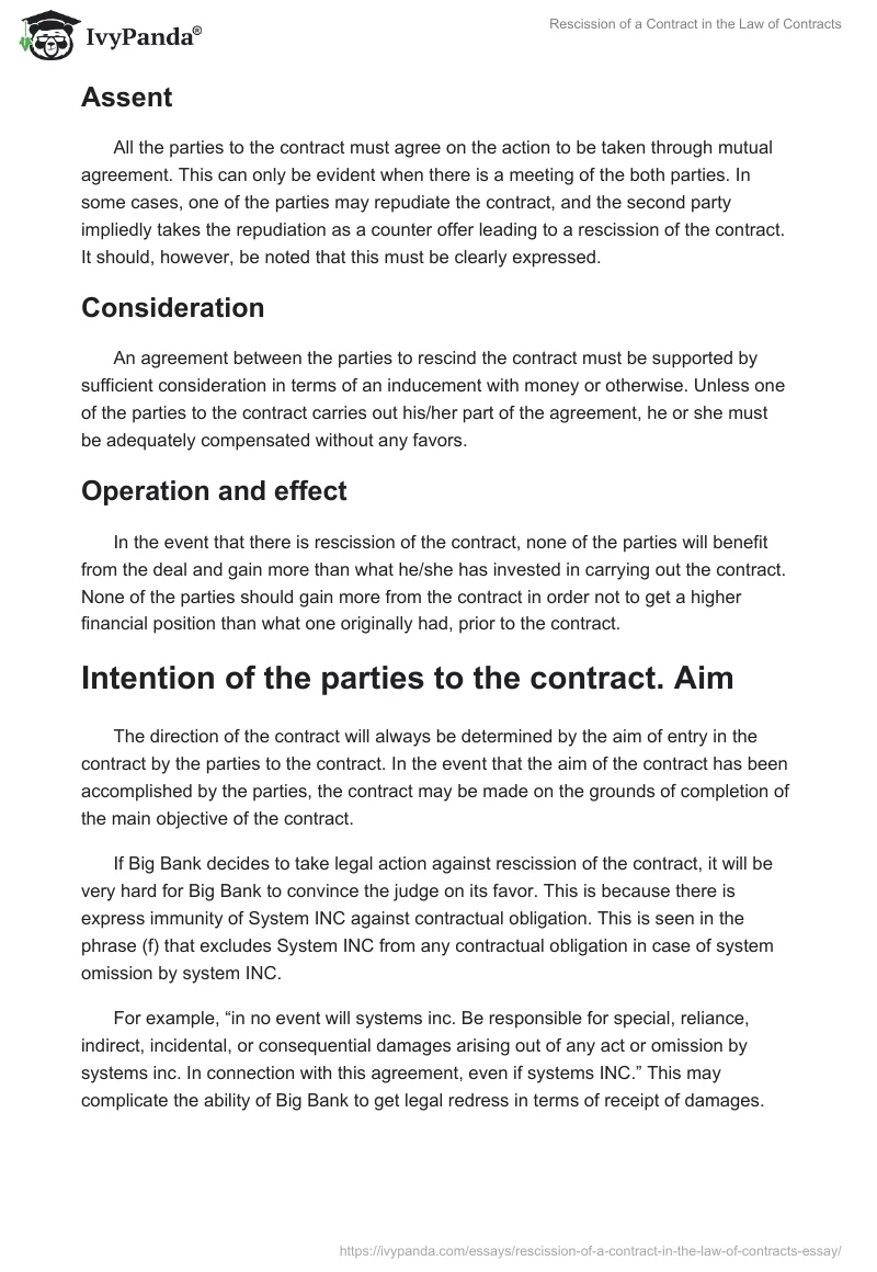 Rescission of a Contract in the Law of Contracts. Page 2