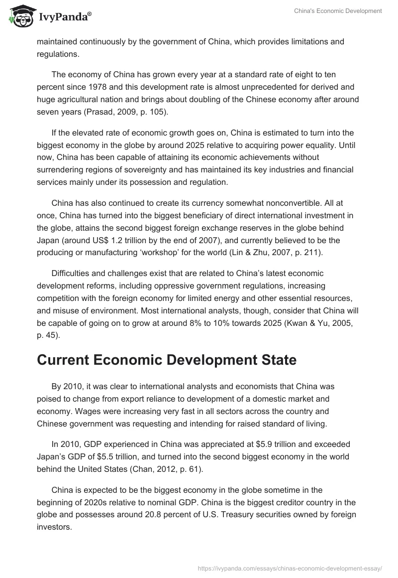 China's Economic Development. Page 3