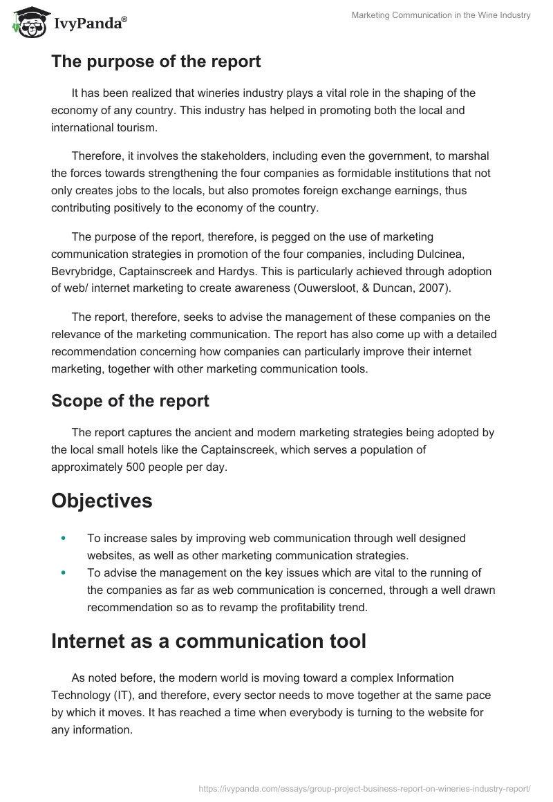 Marketing Communication in the Wine Industry. Page 3