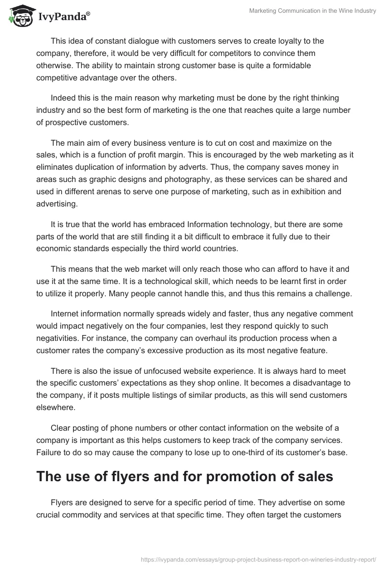 Marketing Communication in the Wine Industry. Page 5