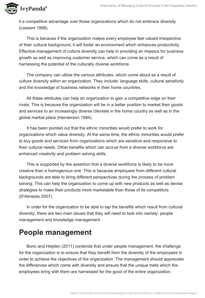 Importance of Managing Cultural Diversity in the Hospitality Industry. Page 3