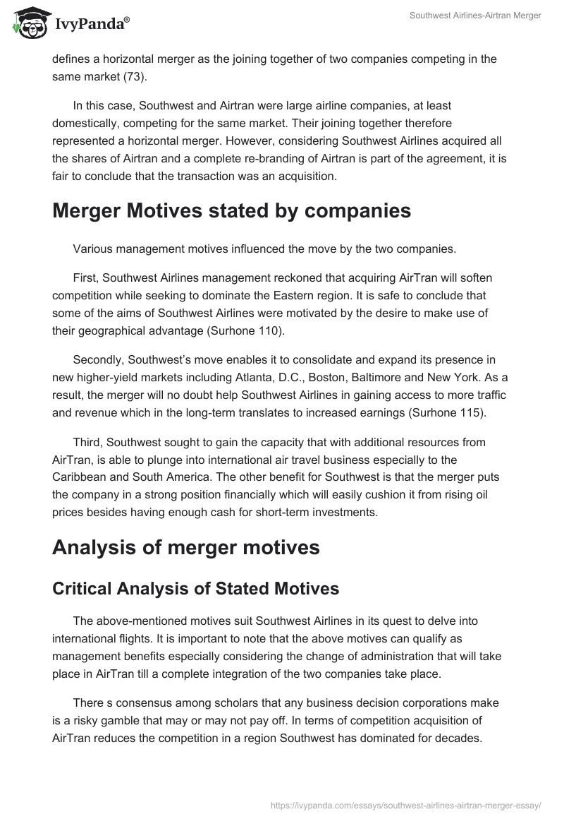 Southwest Airlines-Airtran Merger. Page 3