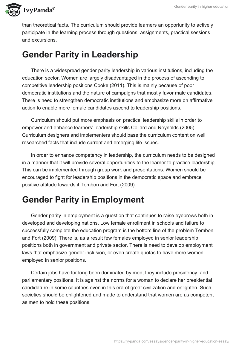 Gender parity in higher education. Page 2
