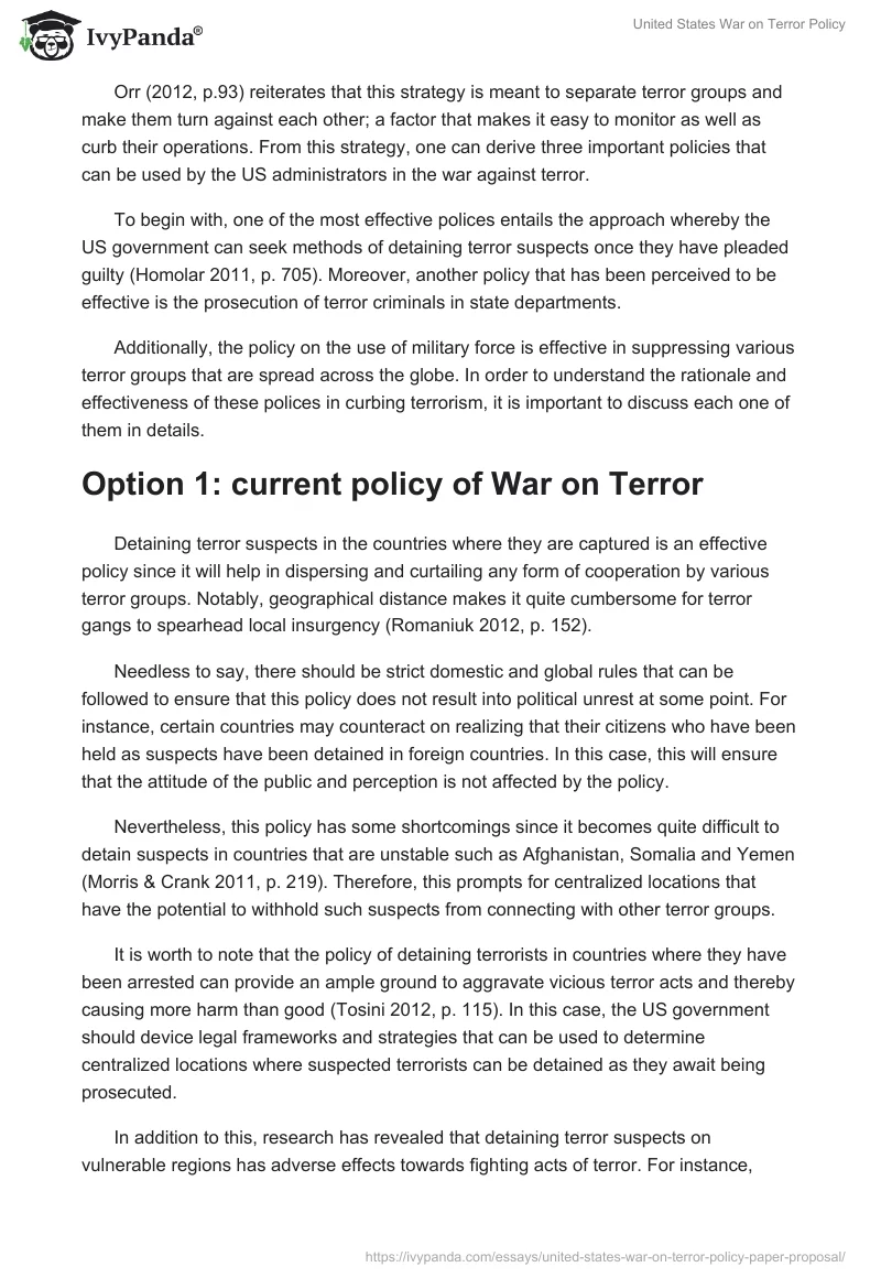 United States War on Terror Policy. Page 3