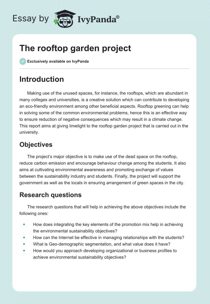 The rooftop garden project. Page 1