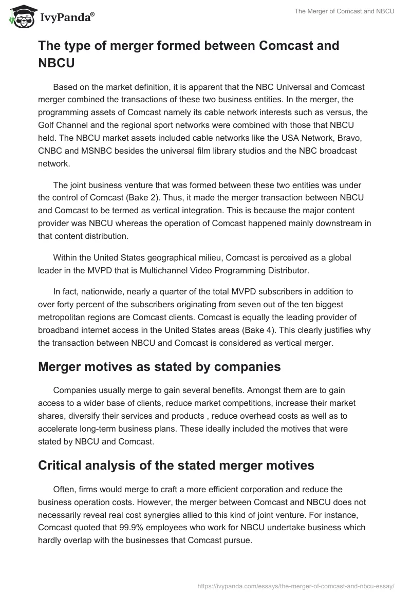 The Merger of Comcast and NBCU. Page 3