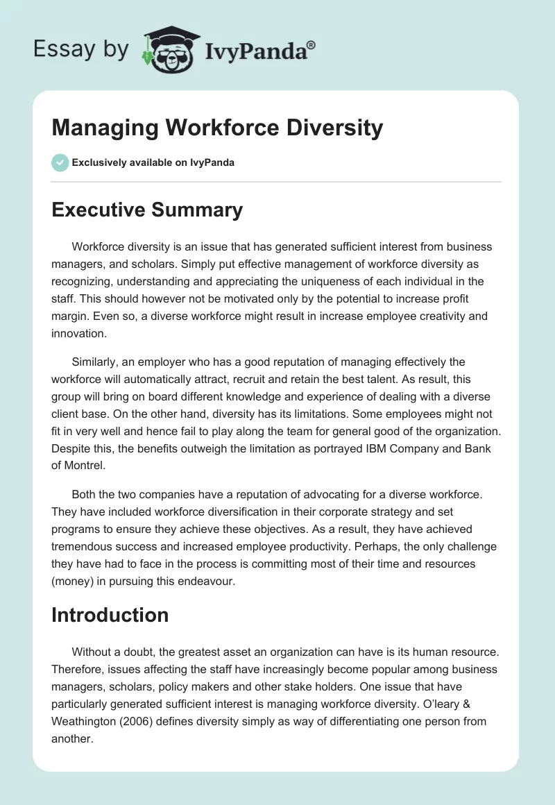 Managing Workforce Diversity. Page 1