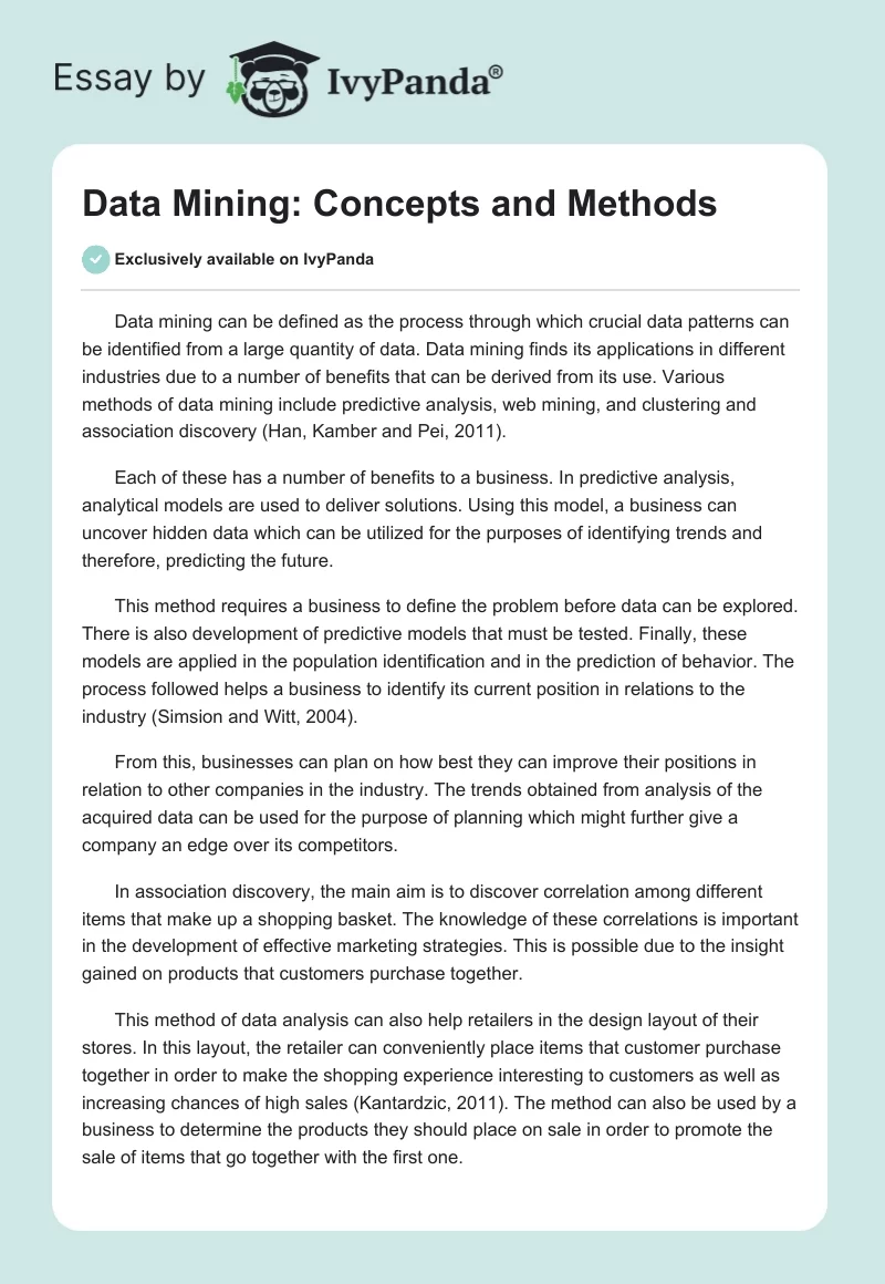 Data Mining: Concepts and Methods. Page 1