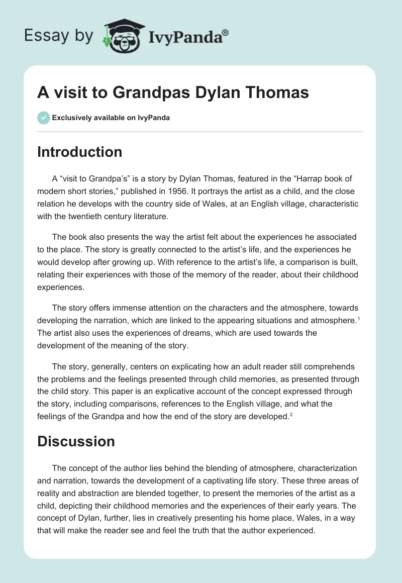 A visit to Grandpas Dylan Thomas. Page 1