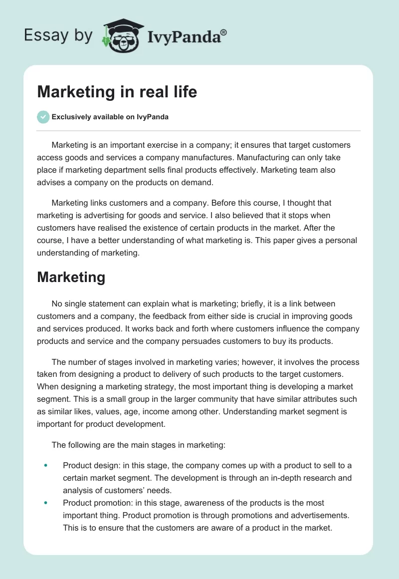 Marketing in real life. Page 1