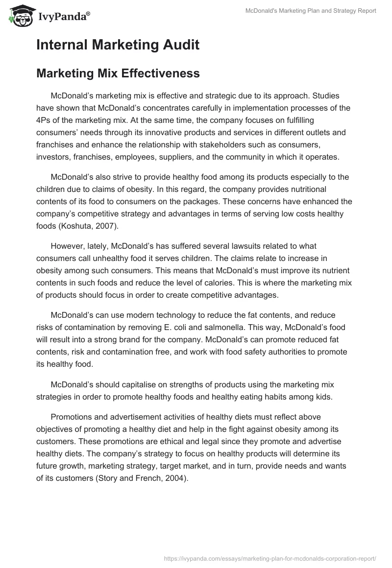 McDonald's Marketing Plan and Strategy Report. Page 3