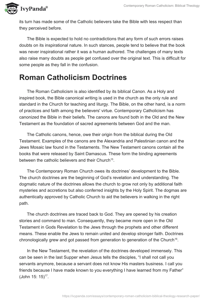 Contemporary Roman Catholicism: Biblical Theology. Page 4