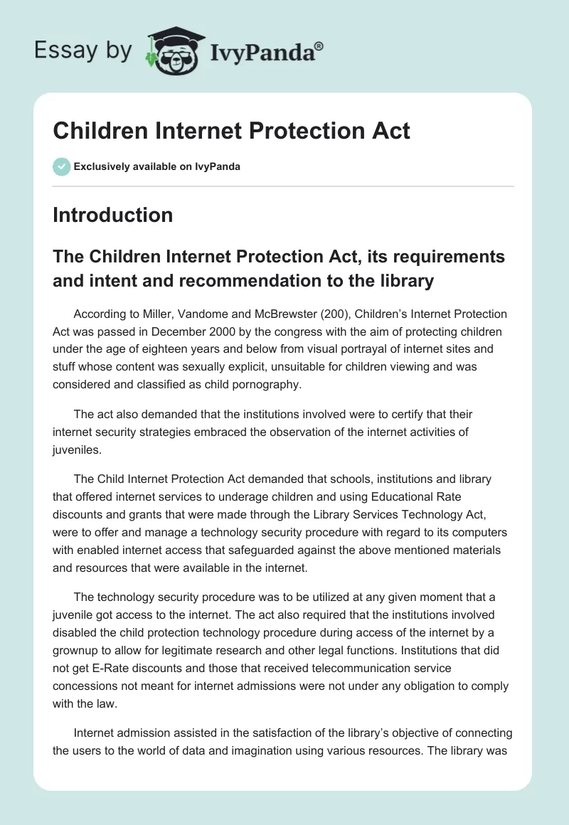 Children Internet Protection Act. Page 1