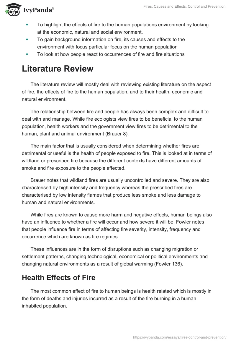 Fires: Causes and Effects. Control and Prevention.. Page 3