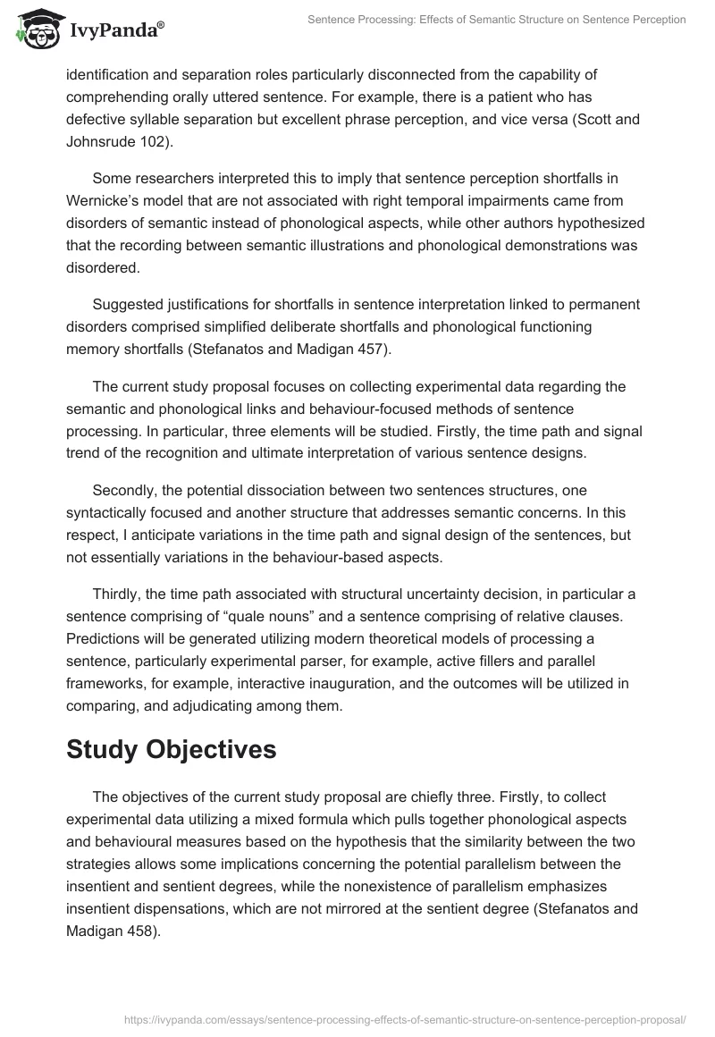 Sentence Processing: Effects of Semantic Structure on Sentence Perception. Page 2