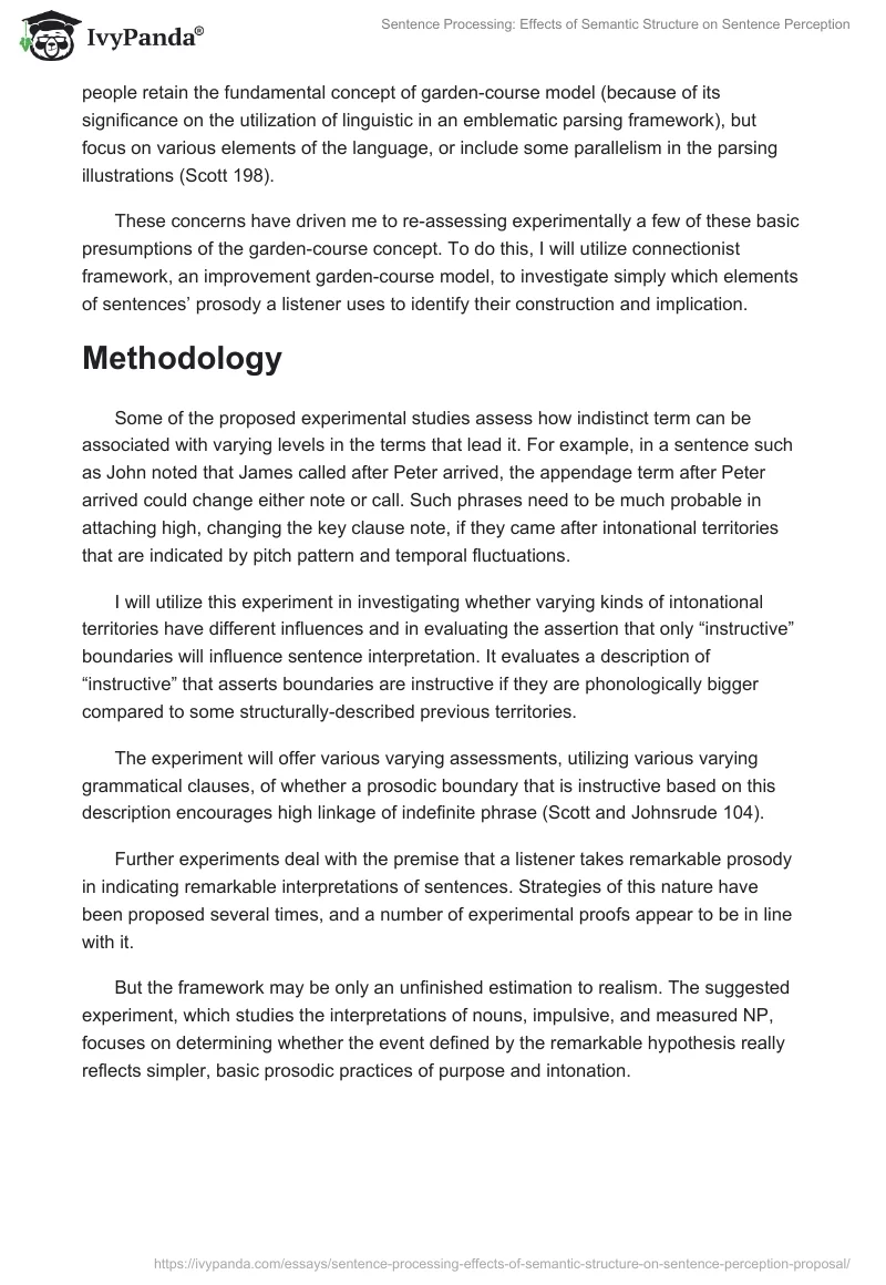Sentence Processing: Effects of Semantic Structure on Sentence Perception. Page 5