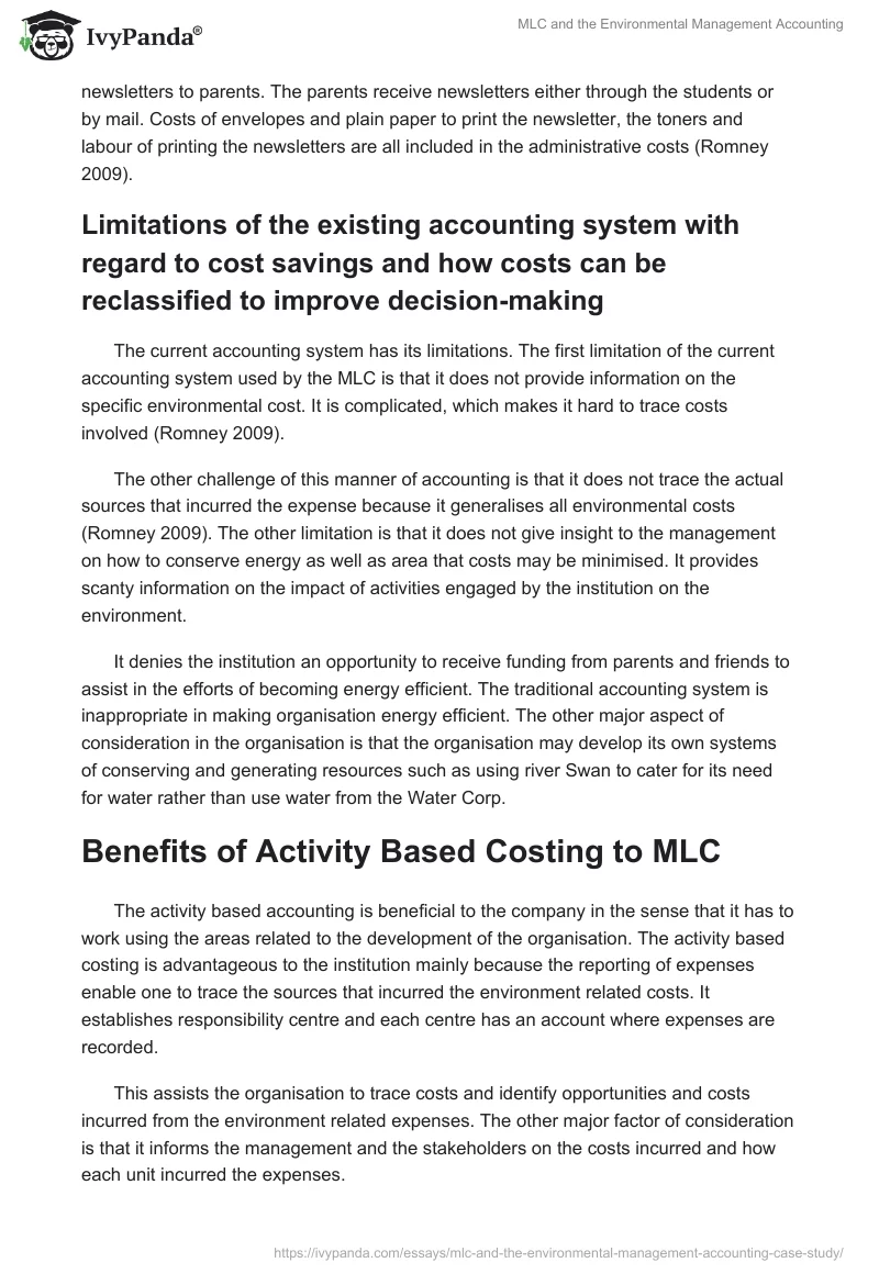 MLC and the Environmental Management Accounting. Page 3