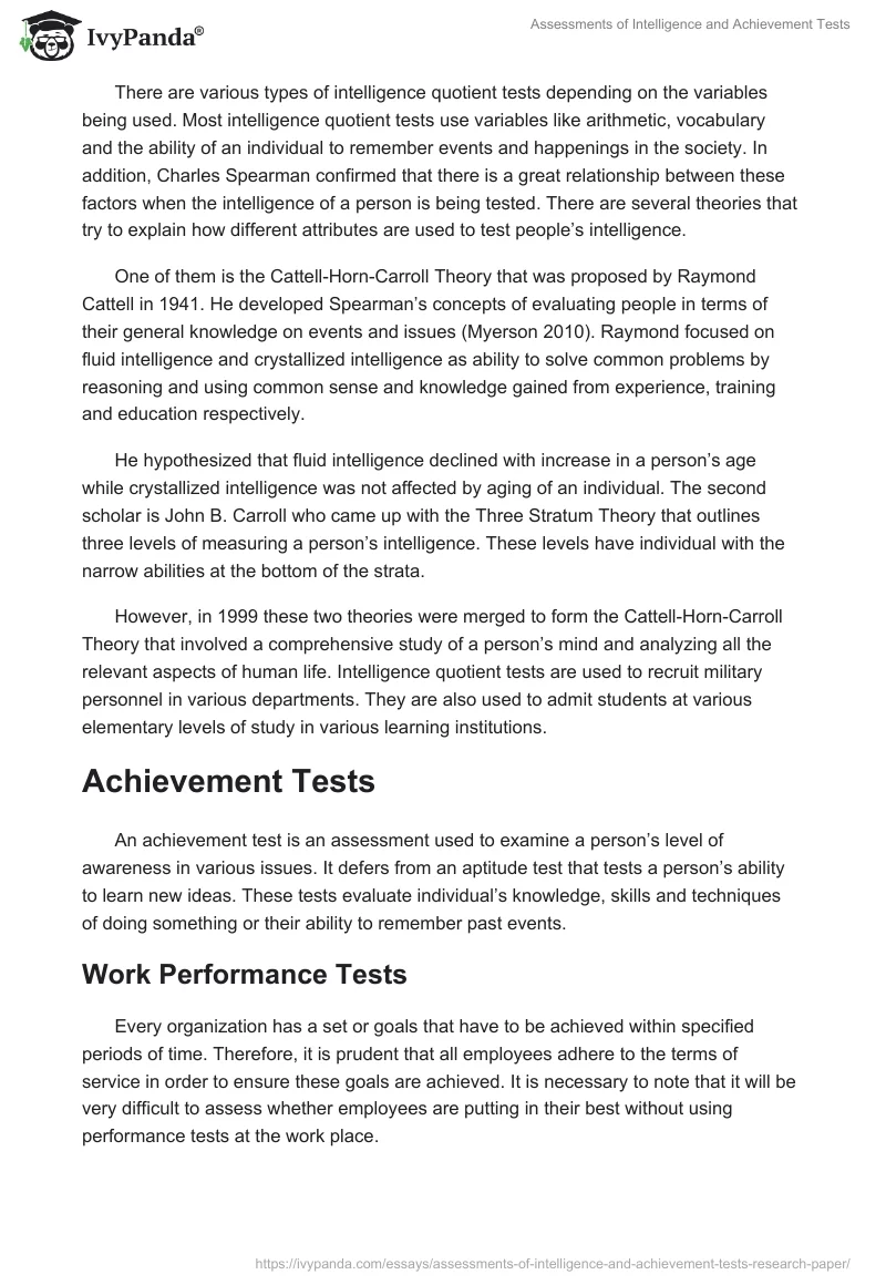 Assessments of Intelligence and Achievement Tests. Page 3