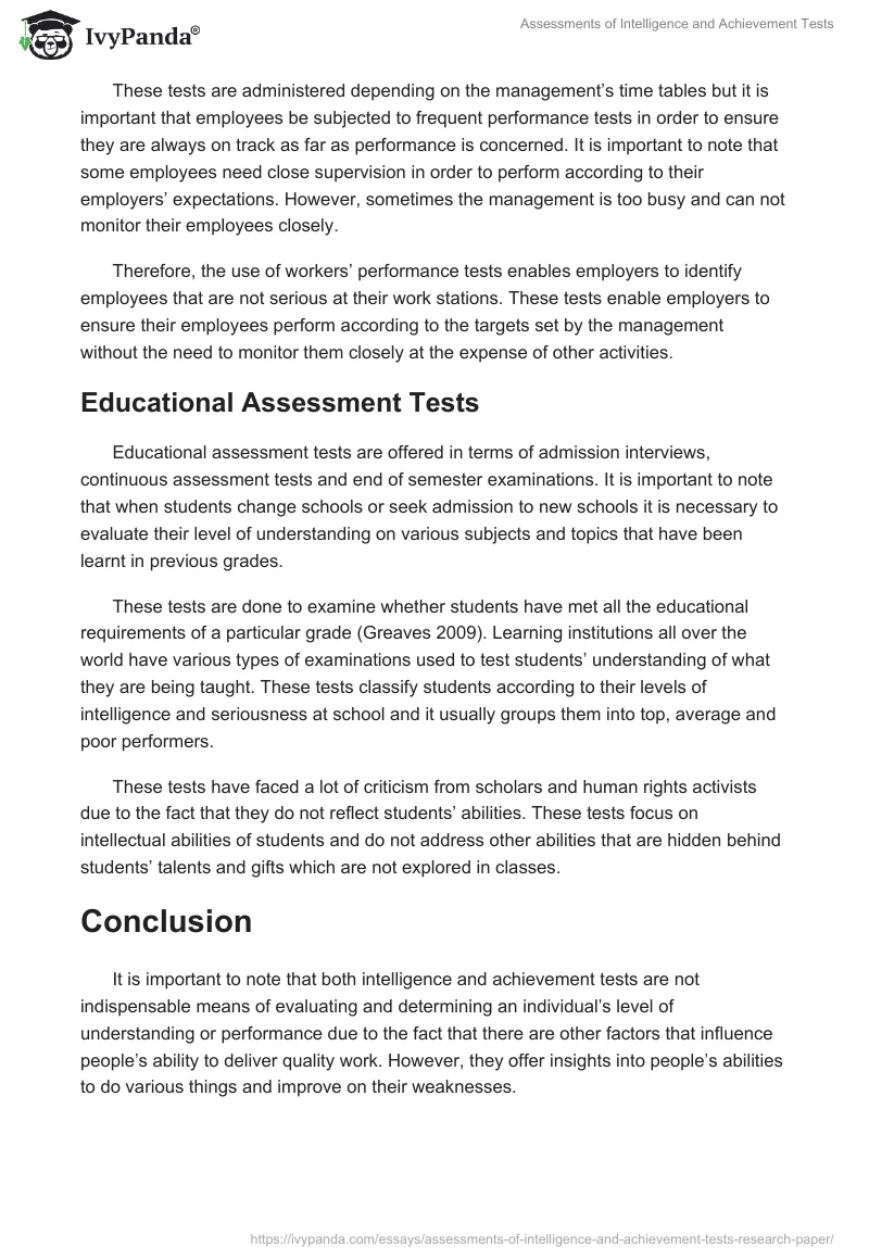 Assessments of Intelligence and Achievement Tests. Page 4