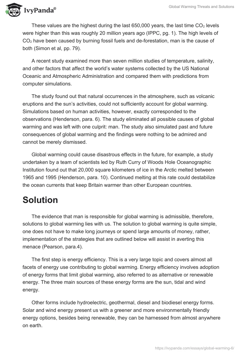 Global Warming Threats and Solutions. Page 2